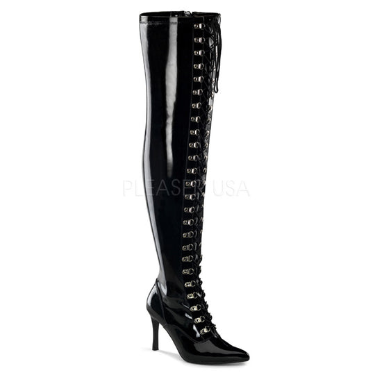 Boots, Heel, Thigh-High, Dominatrix, Black, 8 Women's