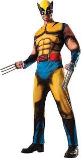 Wolverine, Full Adult Costume-Yellow, Blue, Bl : Standard