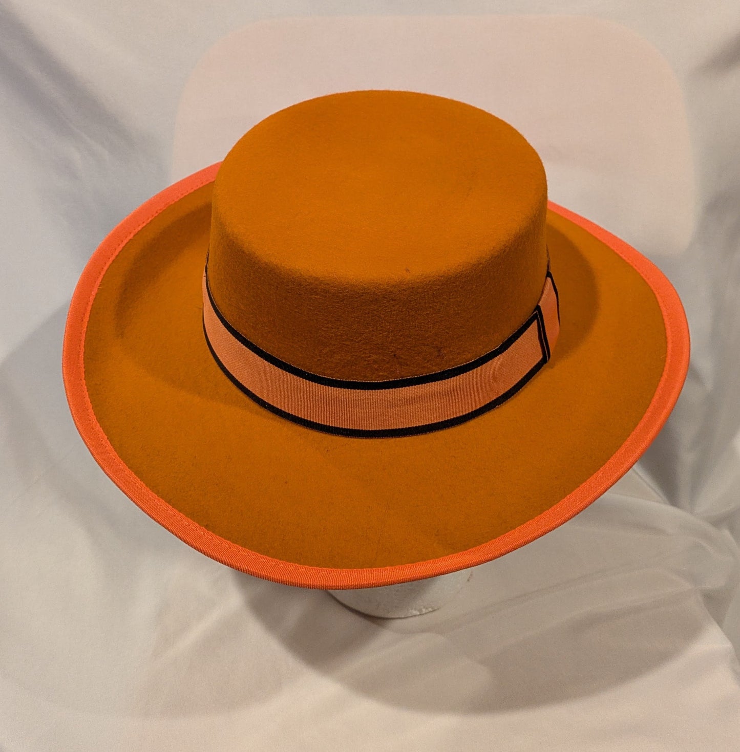 Hat, Fedora Orange Wool