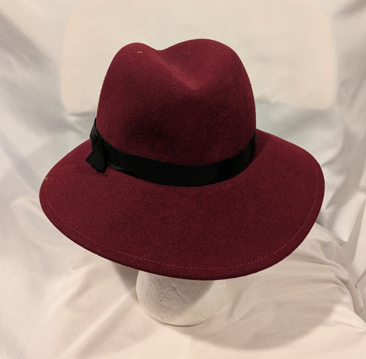 Hat, Fedora Used Burgundy 2