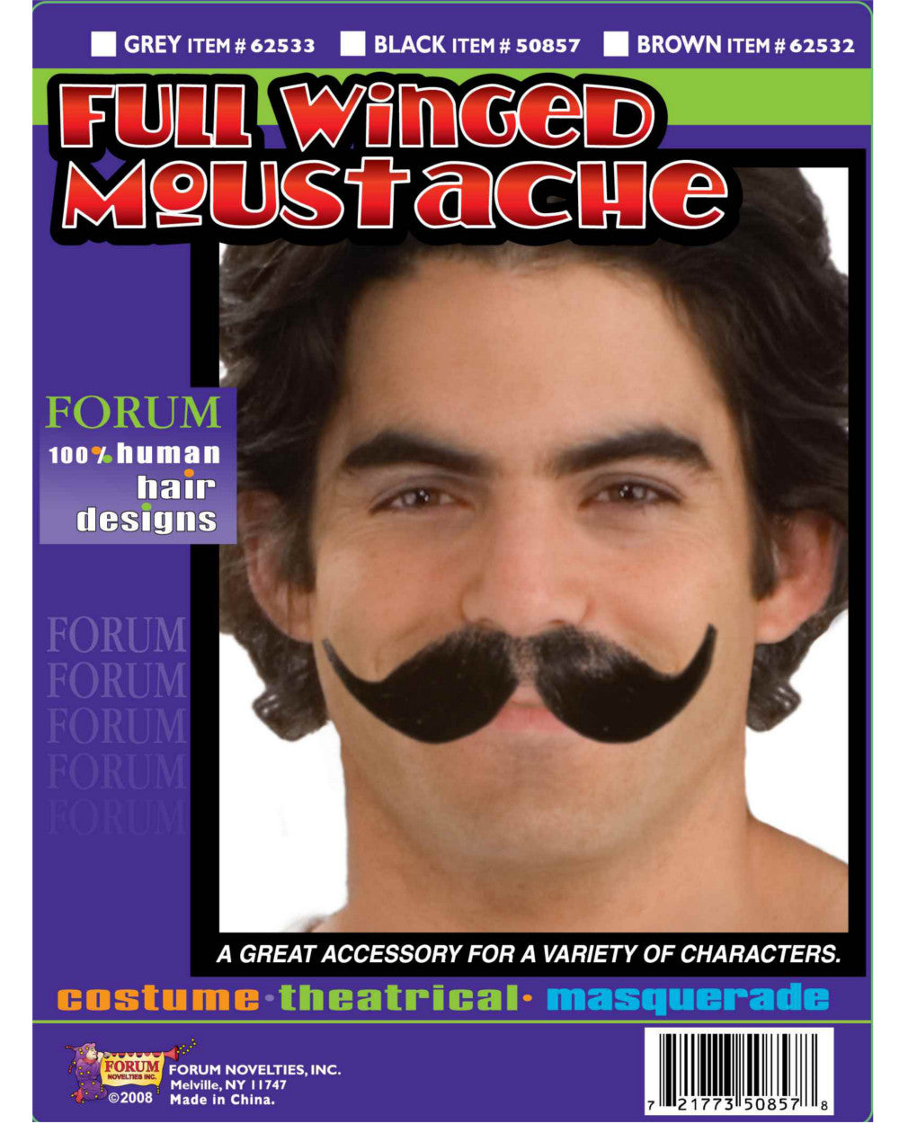 Moustache, Full Winged-Grey