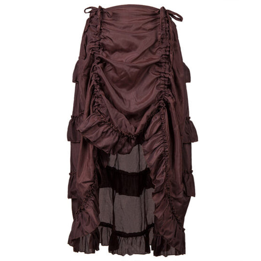 Skirt, Hi-Lo Steampunk Tiered Brown