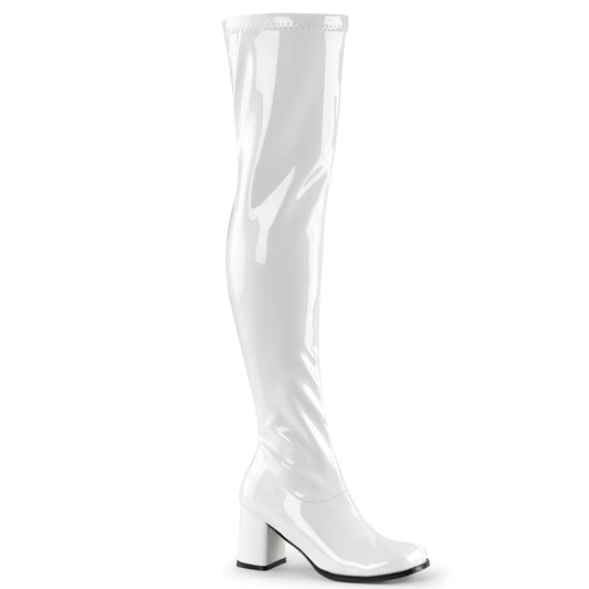 Boots, GoGo, Over the Knee, White, 9 Women's