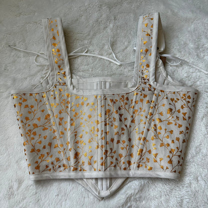 Bodice, Gold Leaves & Cream Reversible, 2X