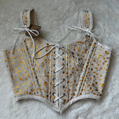 Bodice, Gold Leaves & Cream Reversible, 2X