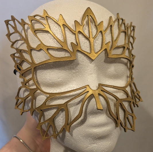 Leather Mask, Lacy Leaf Gold