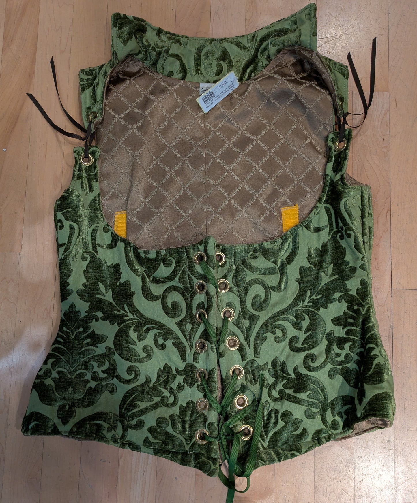 Bodice, Underbust Green Brocade