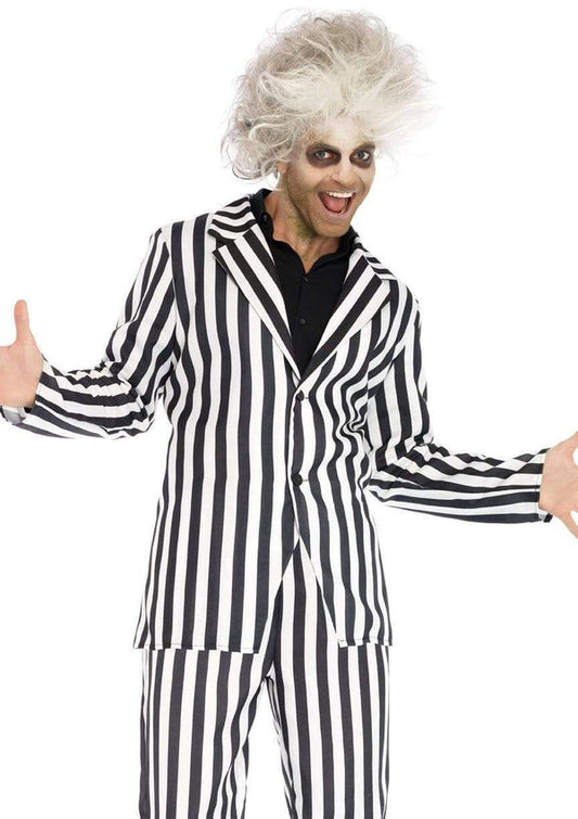 Beetlejuice, Striped Suit-Black White : Medium