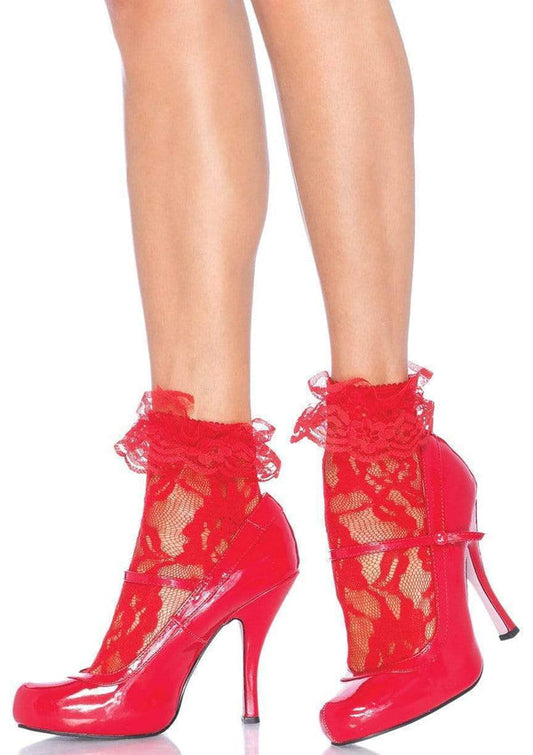 Socks, Lace Ankle-Red