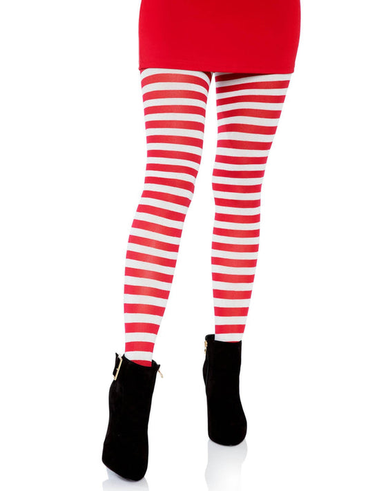 Tights, Opaque Stripe Red/White