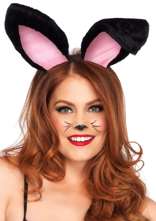 Deluxe Plush Bunny Ears-Black/pink