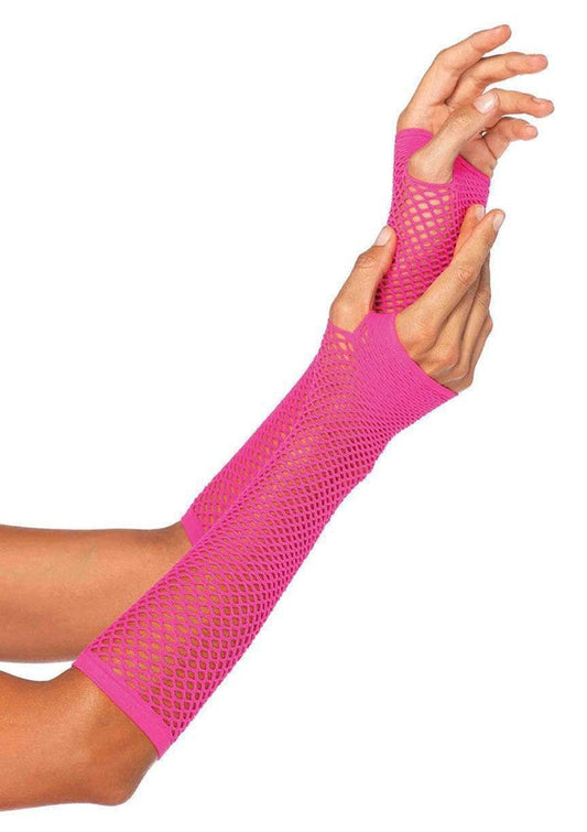 Gloves, Fingerless Fishnet Neon Pink