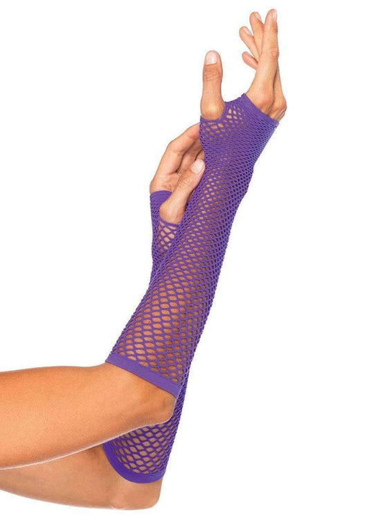 Gloves, Fingerless Fishnet Purple