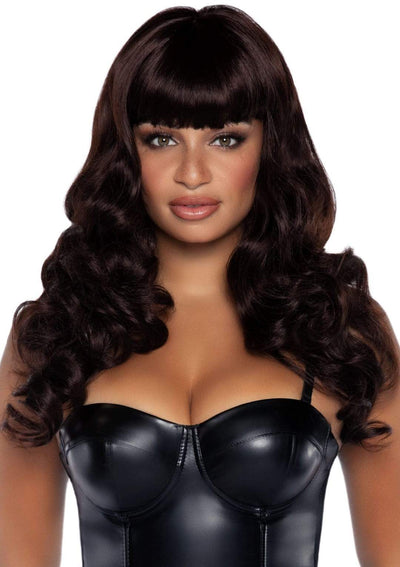 Wig, 24" Wavy Bangs Brown