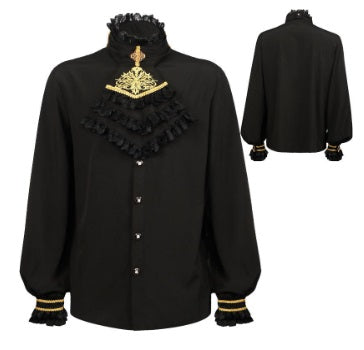 Shirt, Ruffle Pirate & Jabot Black