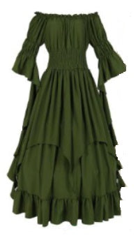 Dress, Chemise Tiered Green