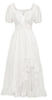 Dress, Chemise Asymmetrical Hike White