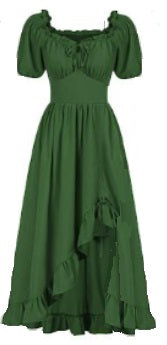 Dress, Chemise Asymmetrical Hike Green S