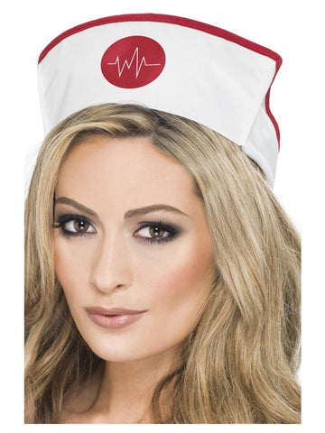 Hat, Nurse-white/red