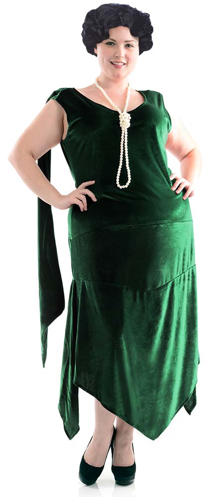 20s Flapper, Sandy Speak Easy-Green : 1XL