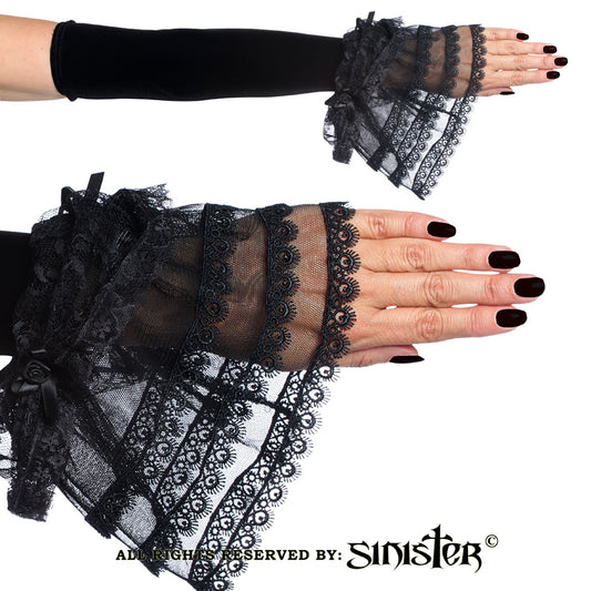 Gloves, Tulle Velvet Black