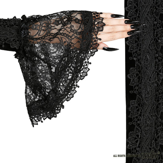 Gloves, Velvet Lace Black