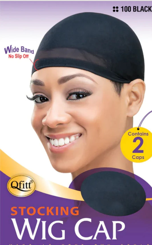 Wig Cap, sheer nylon 2 pack-black