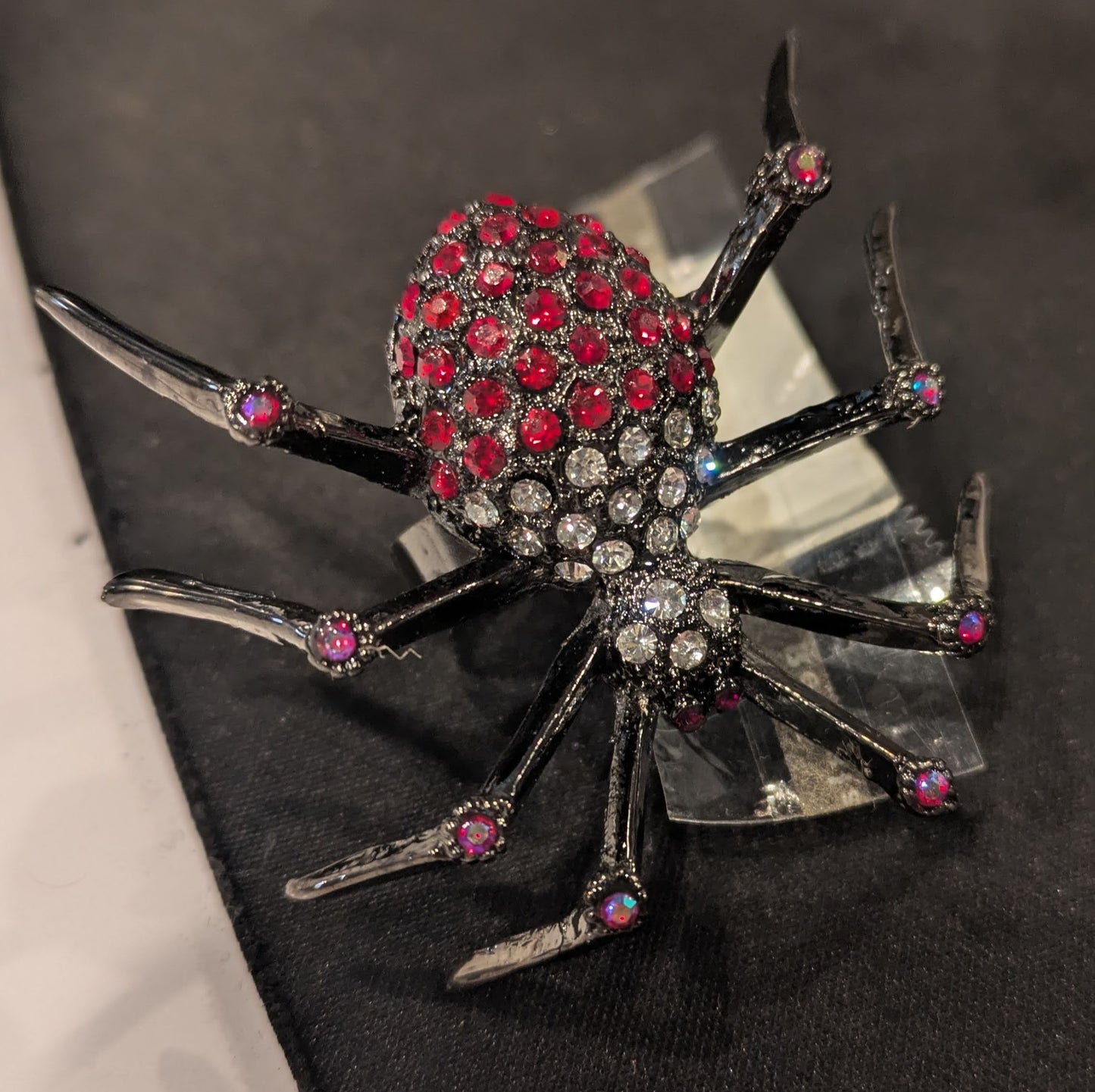 Ring, Rhinestone Spider Red