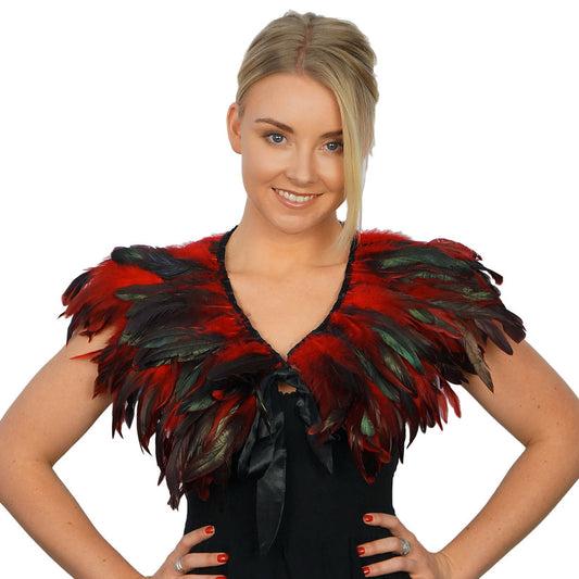 Cape, Rooster Coque Feather-Red Irrides : 7"x26"