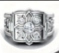 Ring, Silver with Rhinestone Square