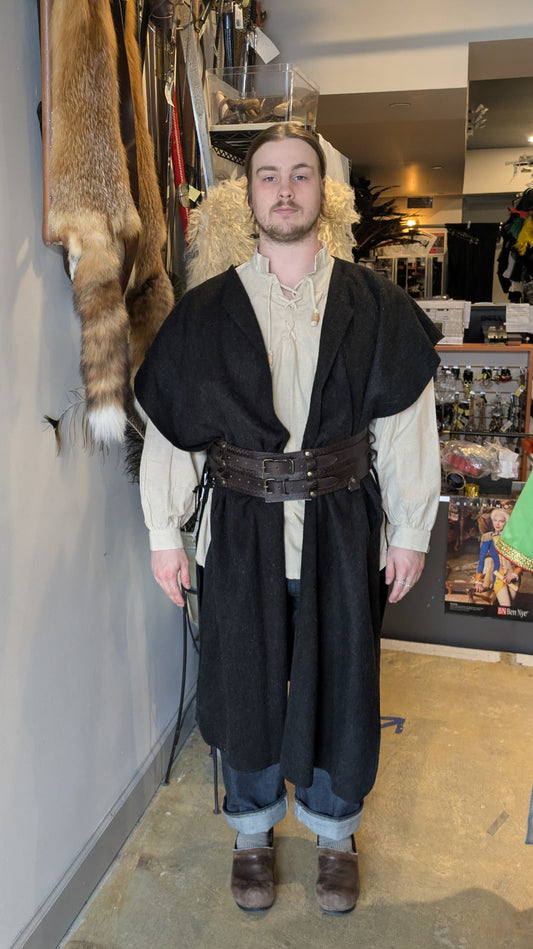 Ruana Cloak, Dark Grey Wool