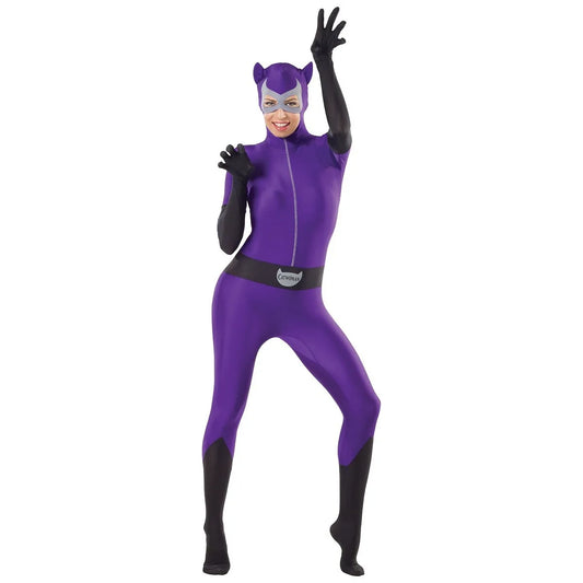 Catwoman Zentai Bodysuit-Purple Black Gra : S