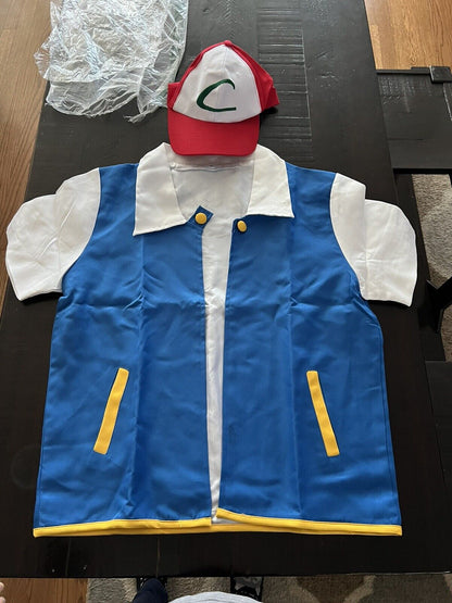 Pokemon Ash Ketchum Anime Vest and Hat : XXL