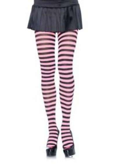 Tights, Opaque Stripe Black/Pink