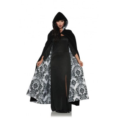 Cloak, Deluxe Velvet/Flocked-Black/White : 63"