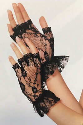 Fingerless Gloves, Wrist Length-Black