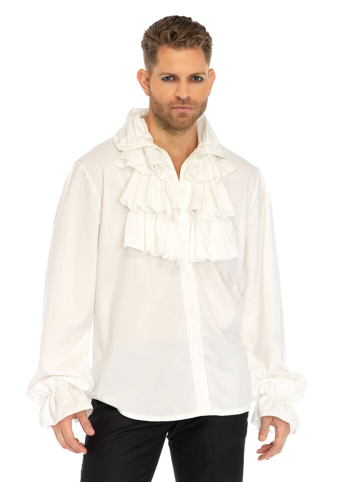 Shirt, Ruffle Front- white : L