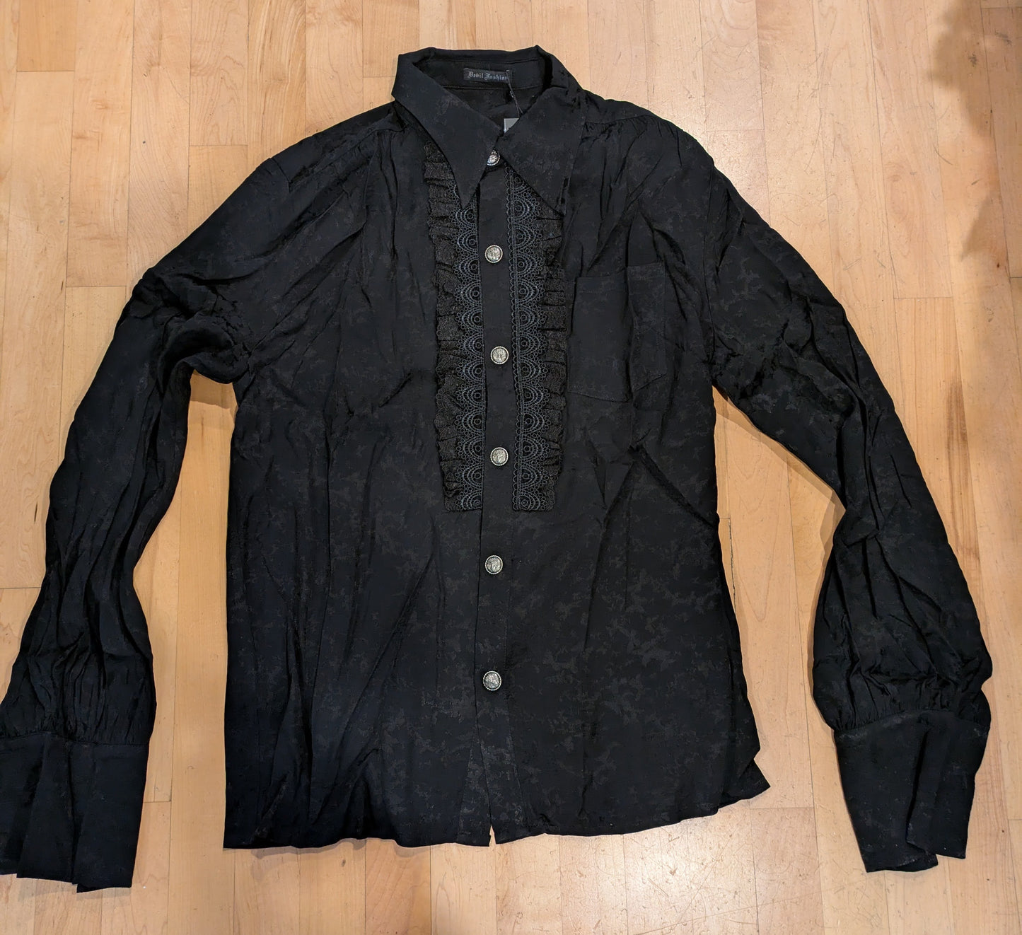 Shirt, Frilled Victorian Black 2XL