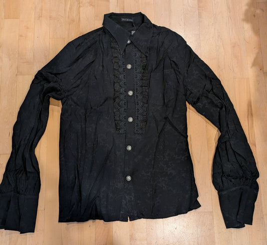 Shirt, Frilled Victorian Black 2XL