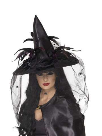 Hat, Witch with Feathers-Black