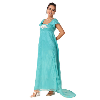 Regency Dress, Daphne Bridgerton X-Large / Aqua Blue