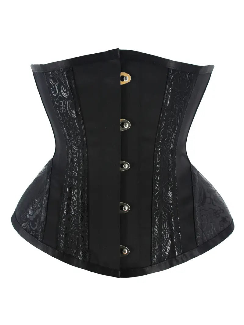 Corset, Jacquard Black XXL
