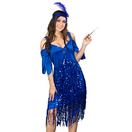 Flapper Dress, Blue Sequin-  : XL