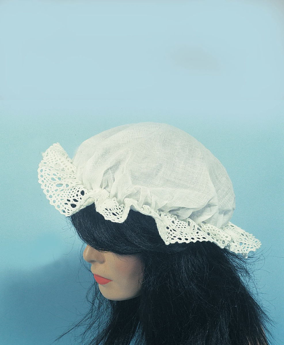 Hat, Mob Cap, colonial-white : NS