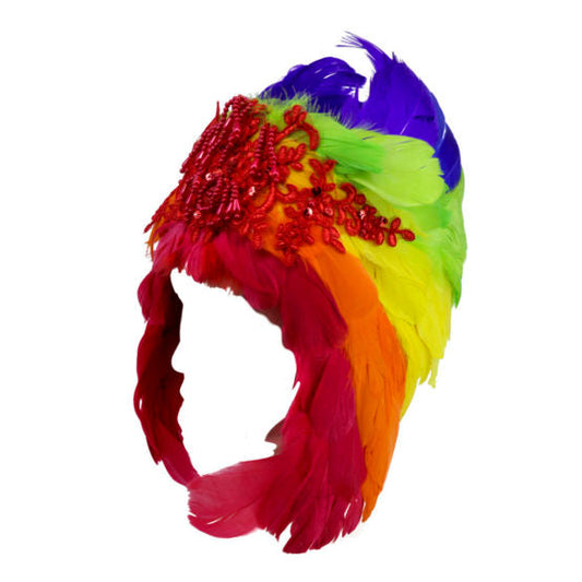 Feather Headpiece, Raven-Rainbow