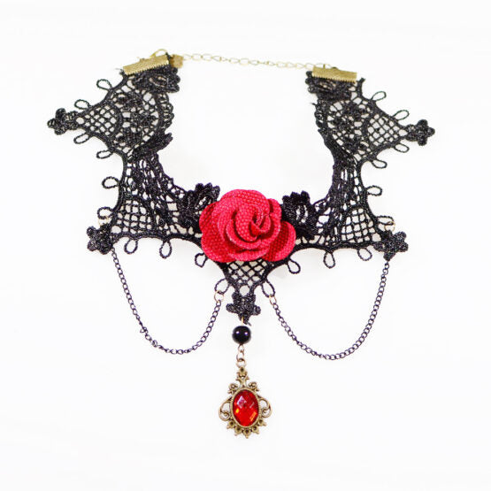 Necklace, Rose & Pendant Choker