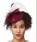 Fascinator, Feather Burgundy hat