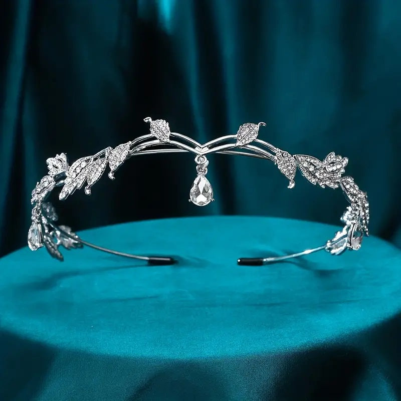 Tiara, Metal Leaves Silver