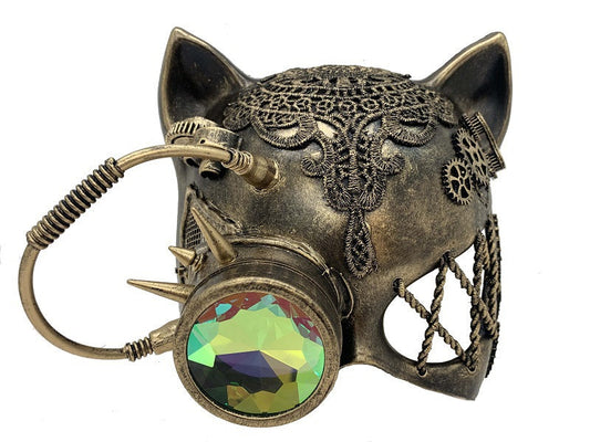 Mask, Steampunk Cat Gold