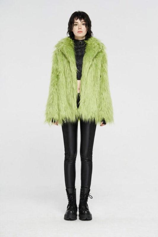 Coat, Punk Green Faux Fur